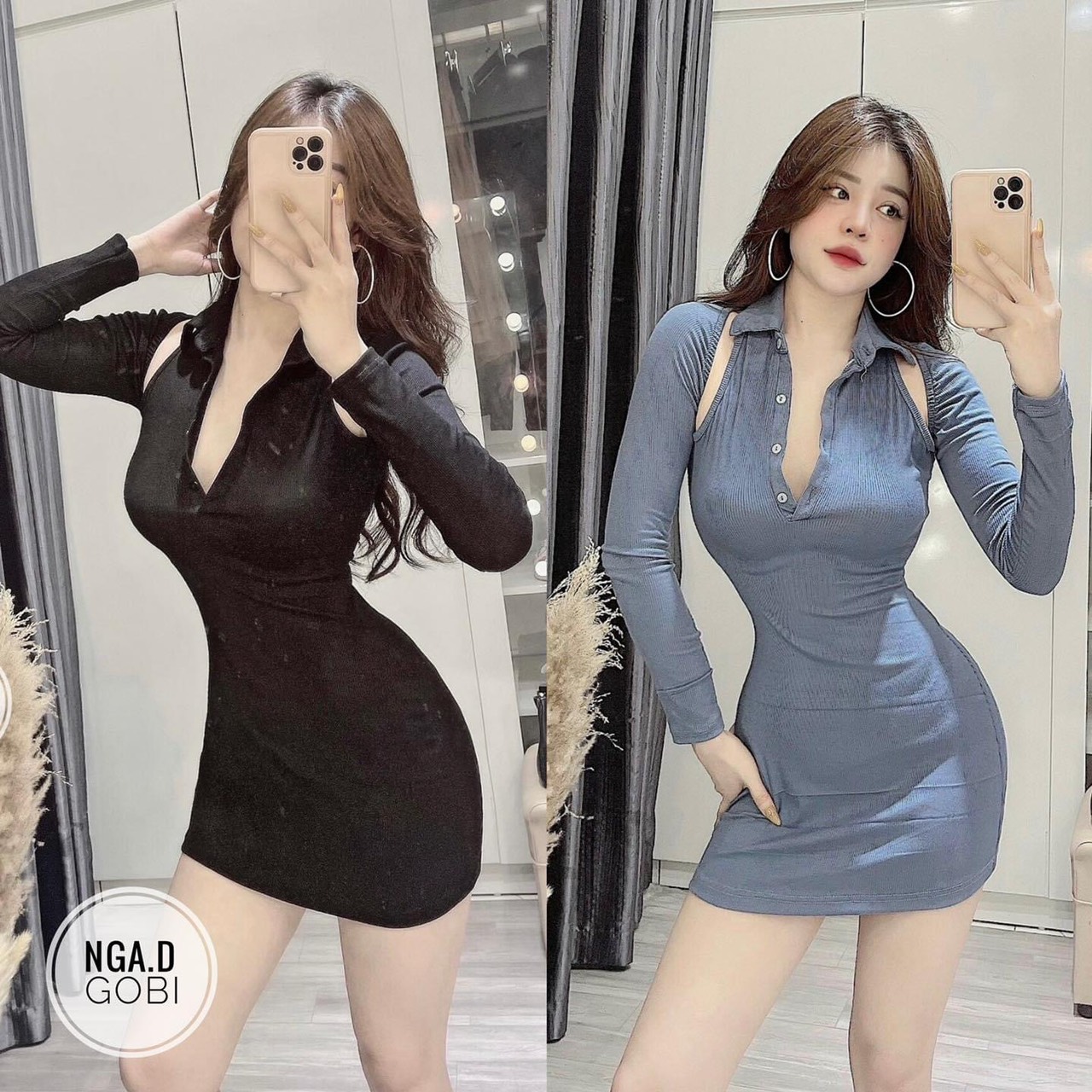 Đầm body cổ trụ khoét vai - đầm body nữ - thời tramg nữ