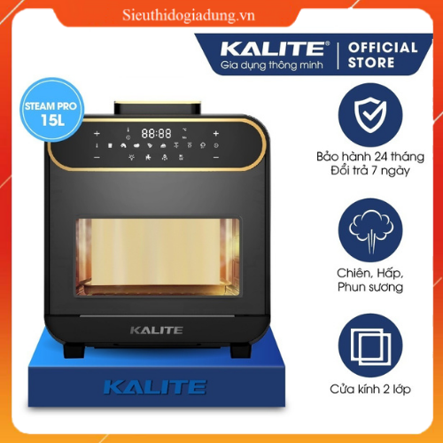 Nồi chiên hơi nước Kalite Steam Pro, công suất 1800w, dung tích 15L, công nghệ chiên hấp đa năng, Bh chính hãng 24 tháng