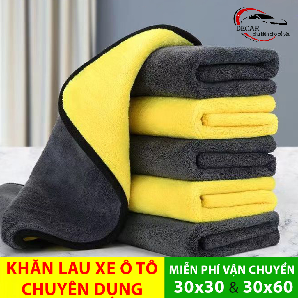 Combo 5 pcs 2 layer super soft microfiber car cleaning towel 3M professional car, motorcycle double-sided universal cleaning towel, extreme absorption, glass cleaning, car cleaning, tabletop, kitchen cleaning