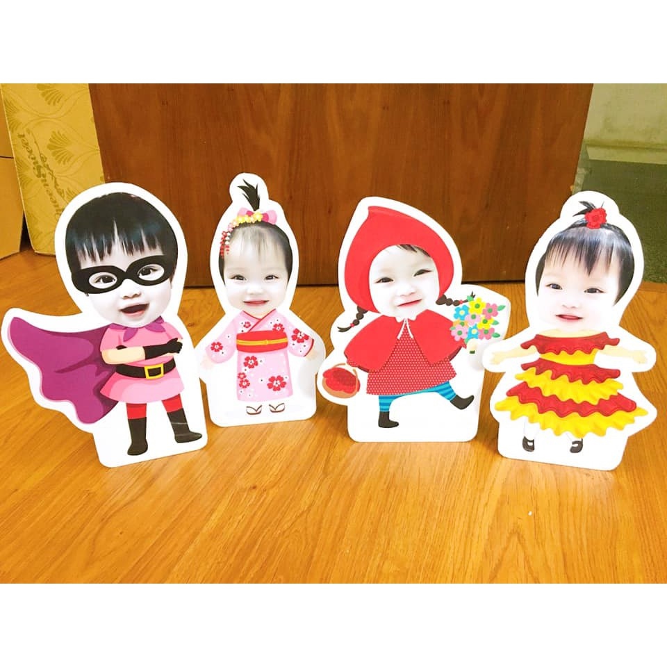 Hot-selling household goods Thiết kế hình Chibi trang trí tiệc sinh nhật happy birthday thôi nôi đầy tháng theo yêu cầu cho bé trai bé gái TK01