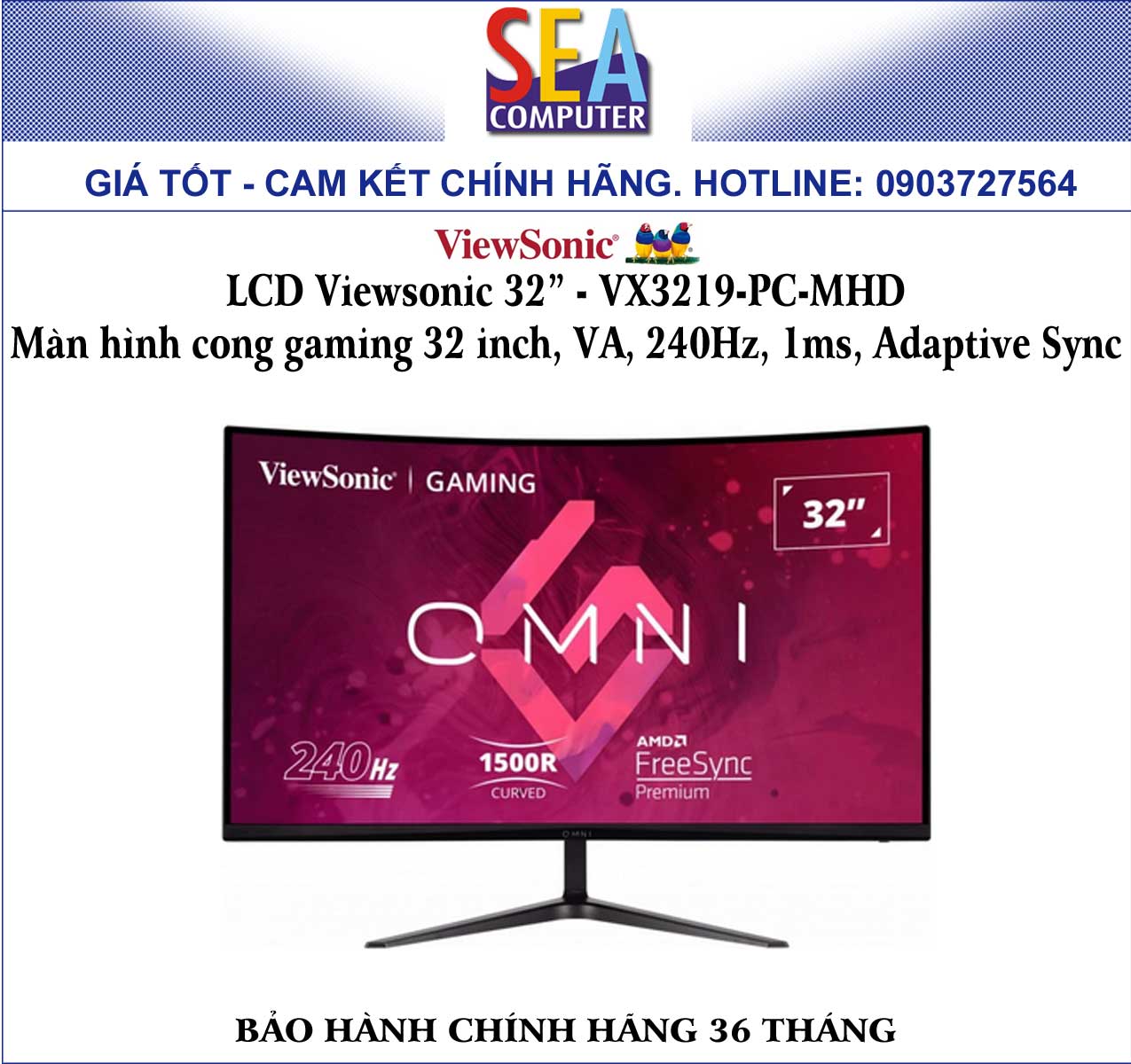Màn Hình Gaming ViewSonic VX3219-PC-MHD 32 inch FHD VA 240Hz Cong