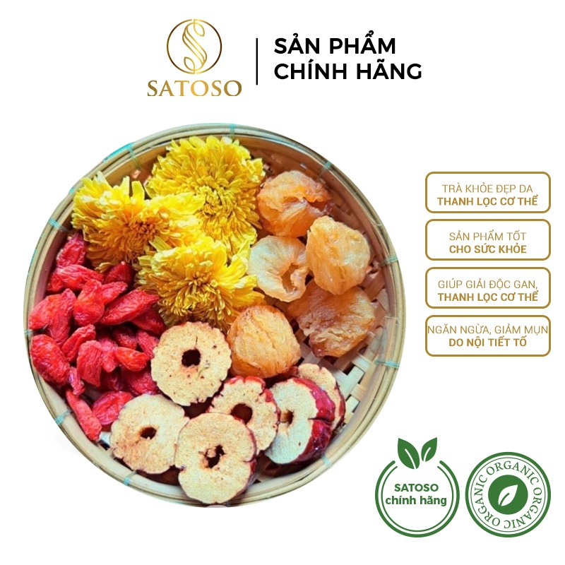 Trà hoa cúc satoso mix kỷ tử, long nhãn, táo đỏ gói 10g