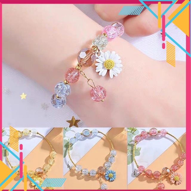 Vòng Tay Đính Hạt Pha Lê Hình Hoa Cúc Nhỏ Xinh Xắn Cho Nữ