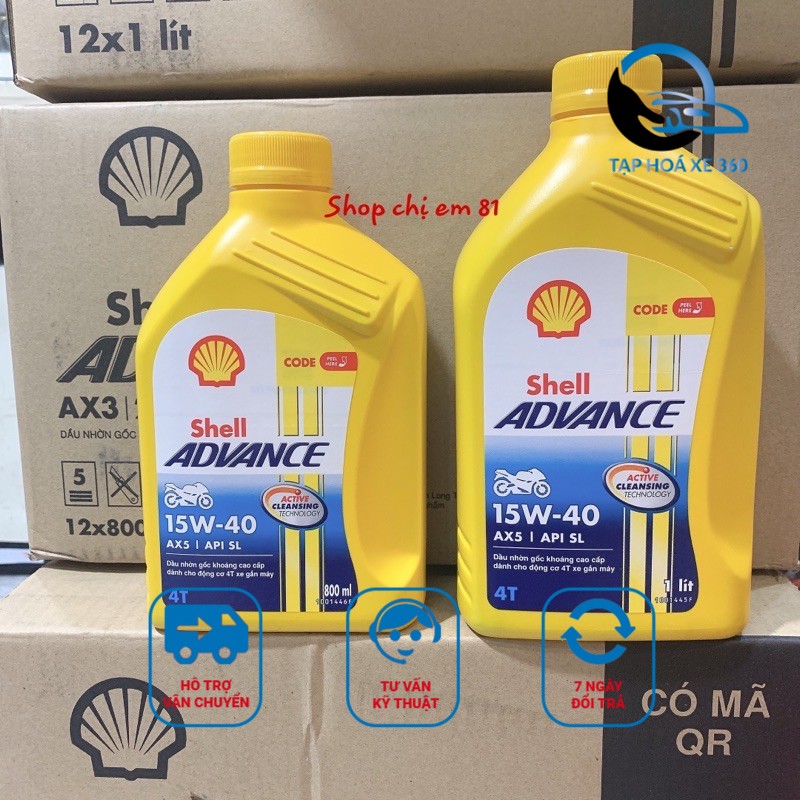 Dầu nhớt shell advance 15w-40 15w40 ax5 api sl - dầu nhớt dùng cho xe số