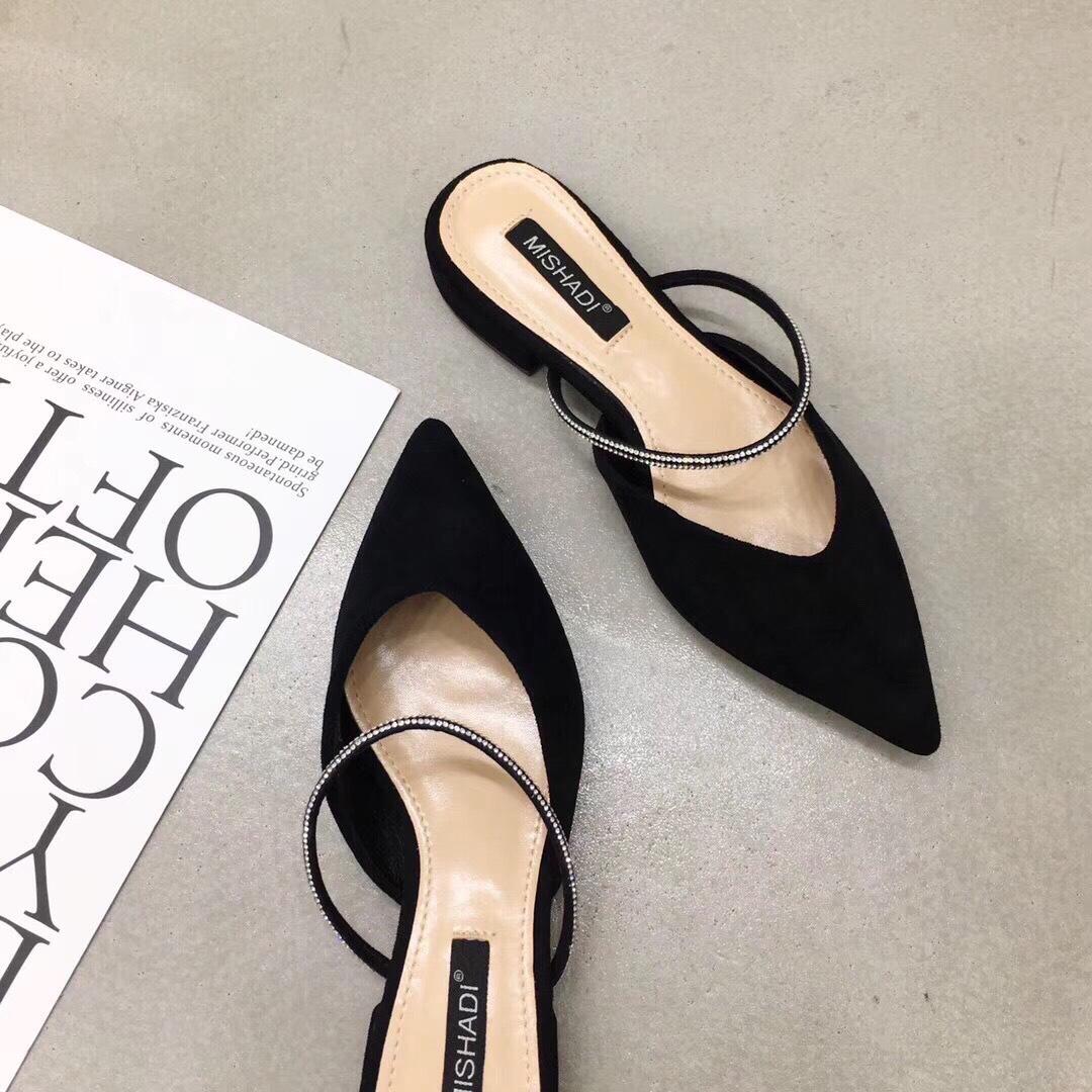 Dép sục đế bệt mũi nhọn quai ngang đính đá siêu đẹp