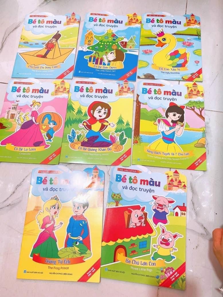 Bộ 8 quyển tập tô và đọc truyện cho bé