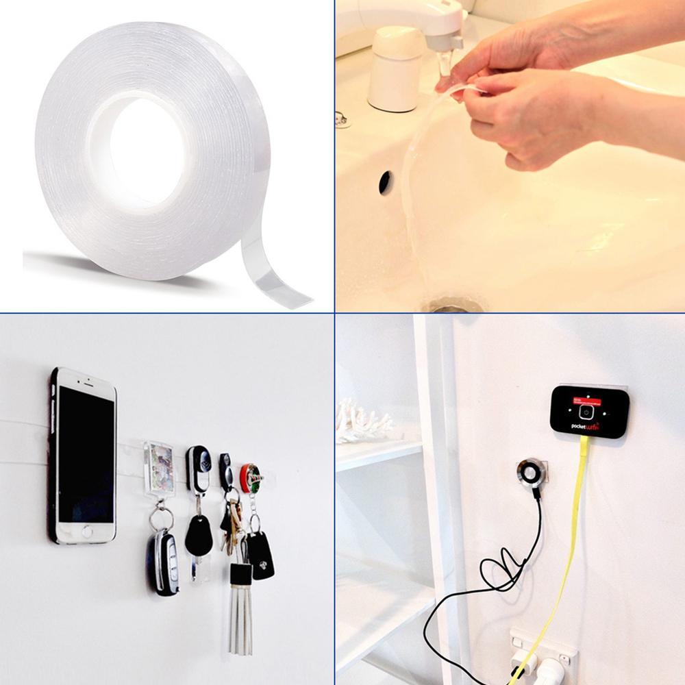 Băng Keo Dẻo 2 Mặt Nano trong suốt, Dán trên mọi bề mặt siêu dính