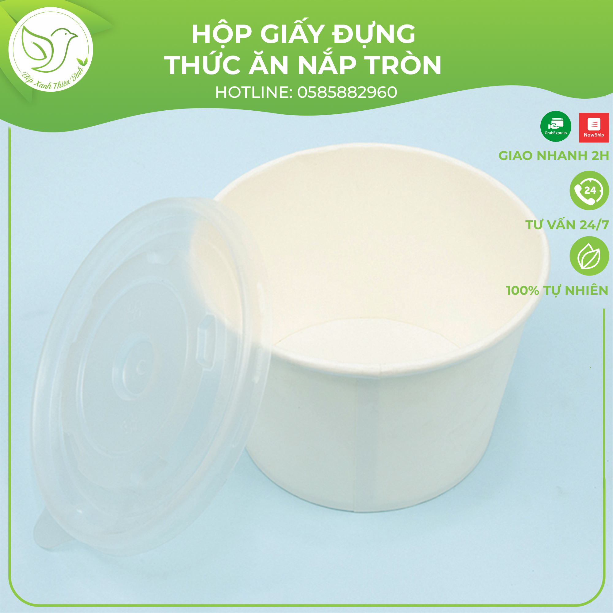 10 Tô giấy trắng chịu nhiệt dùng một lần kèm nắp PP chống đổ cao cấp, bảo vệ môi trường