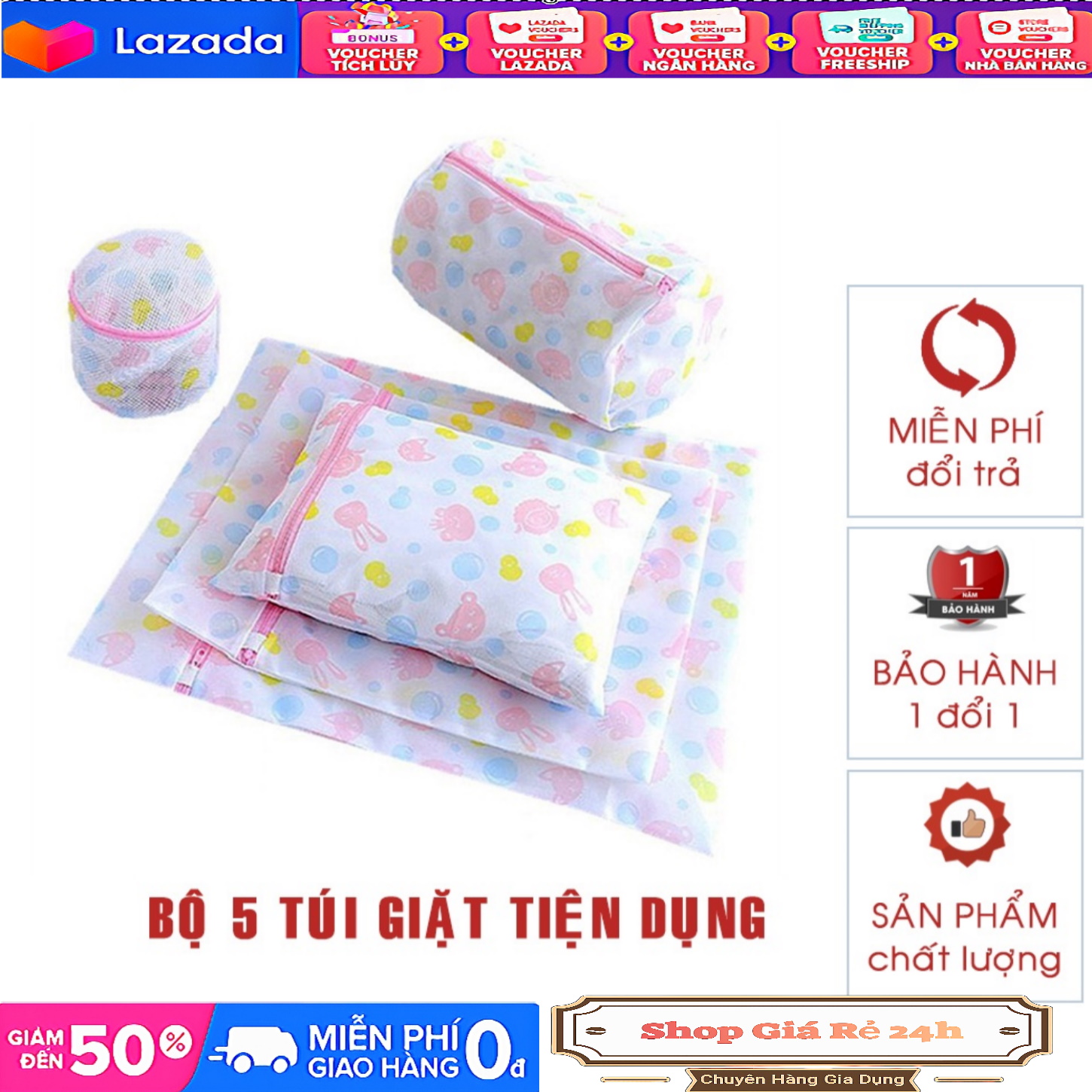 TÚI LƯỚI GIẶT ĐỒ 5 SIZE LỚN NHỎ
