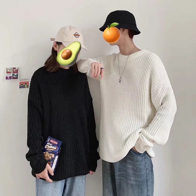 Áo sweater len nam nữ form rộng , áo sweater nam unisex màu đen thời trang ulzzang hàn quốc - Len05