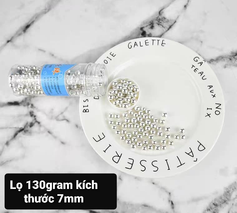 Hạt bi socola màu trắng và màu vàng trang trí bánh sinh nhật, bánh kem, bánh gato (lọ 130gram)