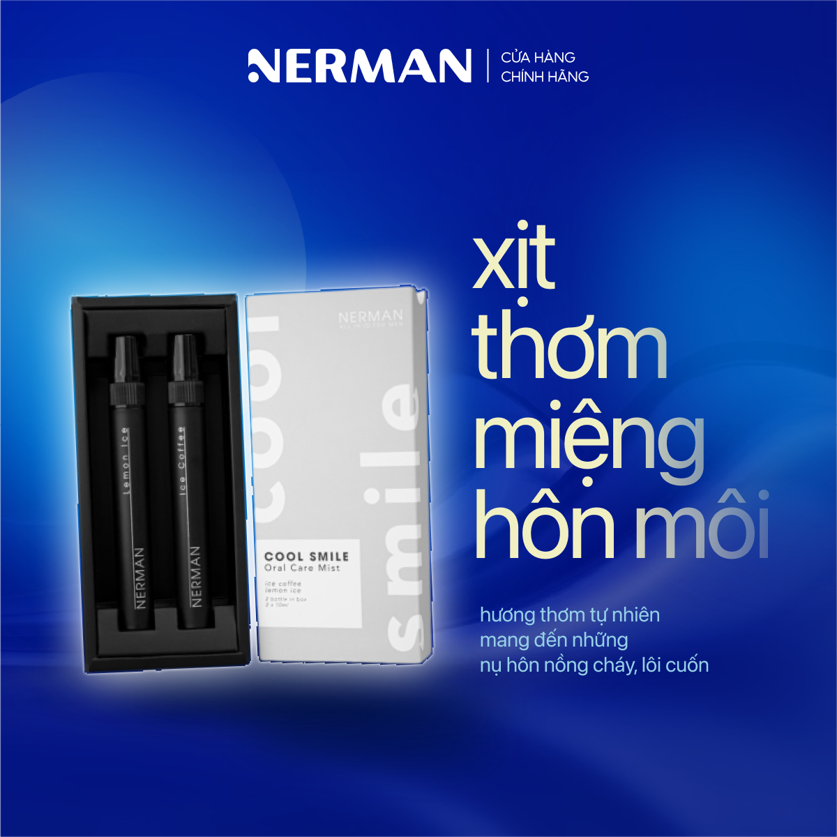 Xịt Thơm Miệng Nerman Cool Smile - 2 Hương Ice Coffee & Lemon Ice - 10ml/Chai