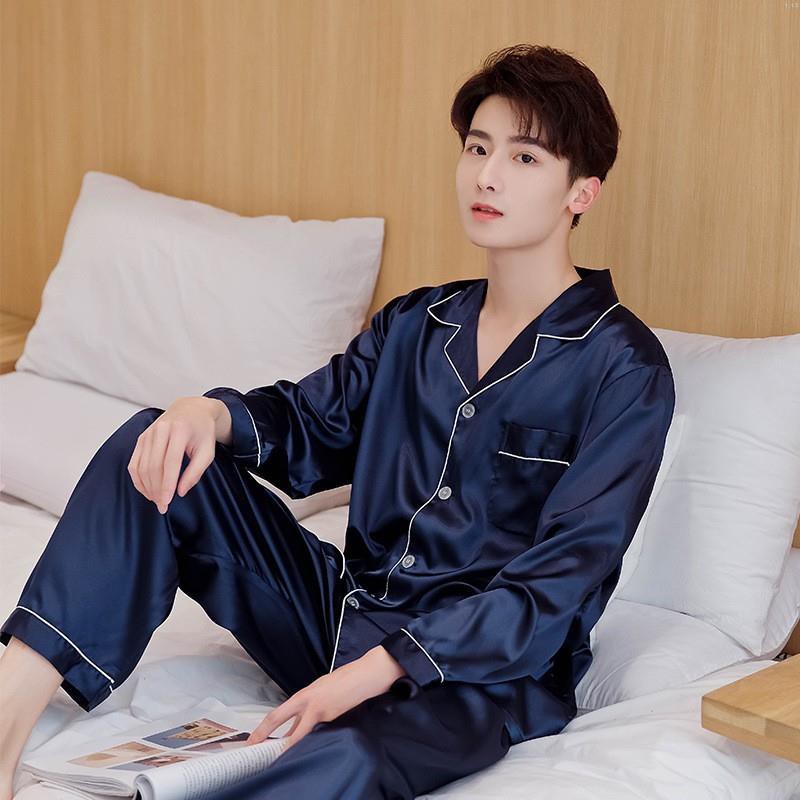 Bộ pijama nam nữ, bộ đồ ngủ dài tay chất liệu vải lụa satin cao cấp