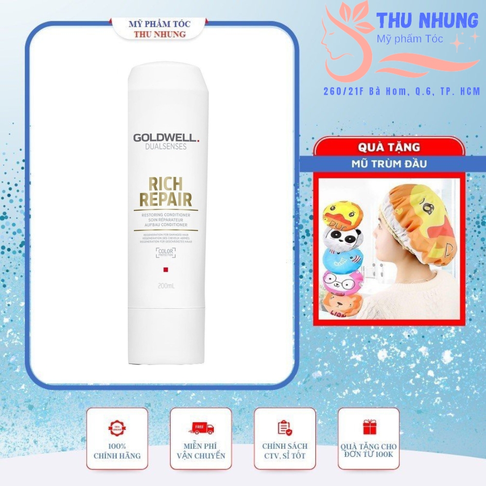 [+Tặng mũ trùm][HCM]Dầu xả Goldwell Rich repair siêu phục hồi tóc khô hư tổn 200ml