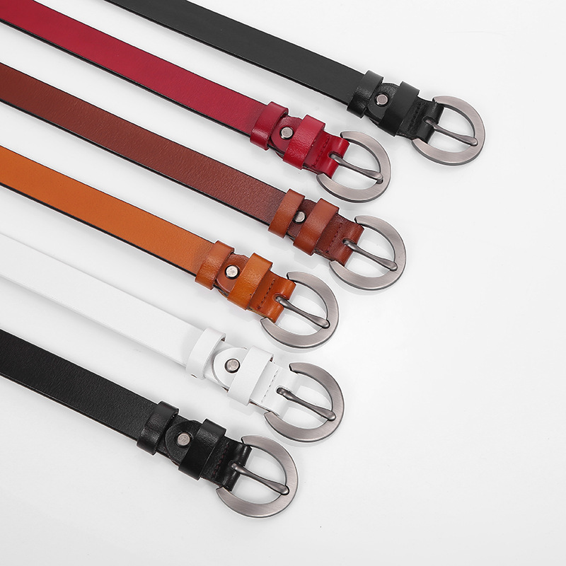 Thắt lưng, dây nịt thời trang nữ bản nhỏ 2.3cm, da thật, khóa chữ C, mặt kim loại phay xước.