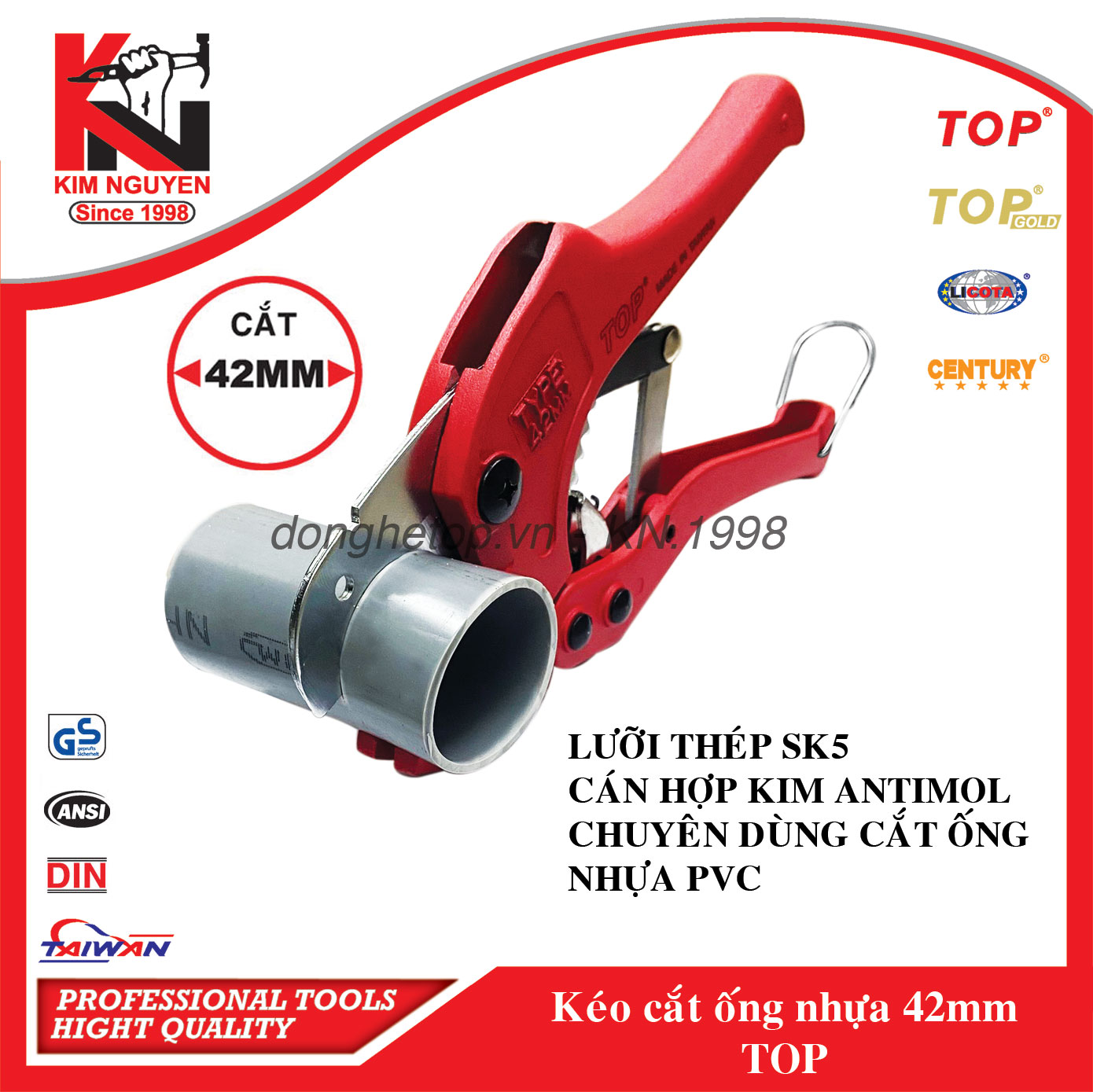 Kéo cắt ống nhựa Top đỏ 42mm