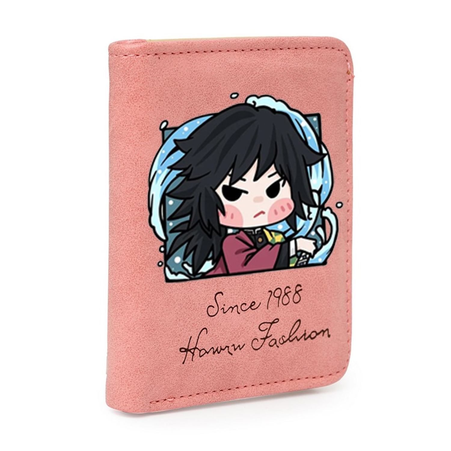 Ví ngắn in hình KIMETSU NO YAIBA Thanh Gươm Diệt Quỷ ver CHIBI VUÔNG đen hồng cầm tay tiện lợi anime chibi