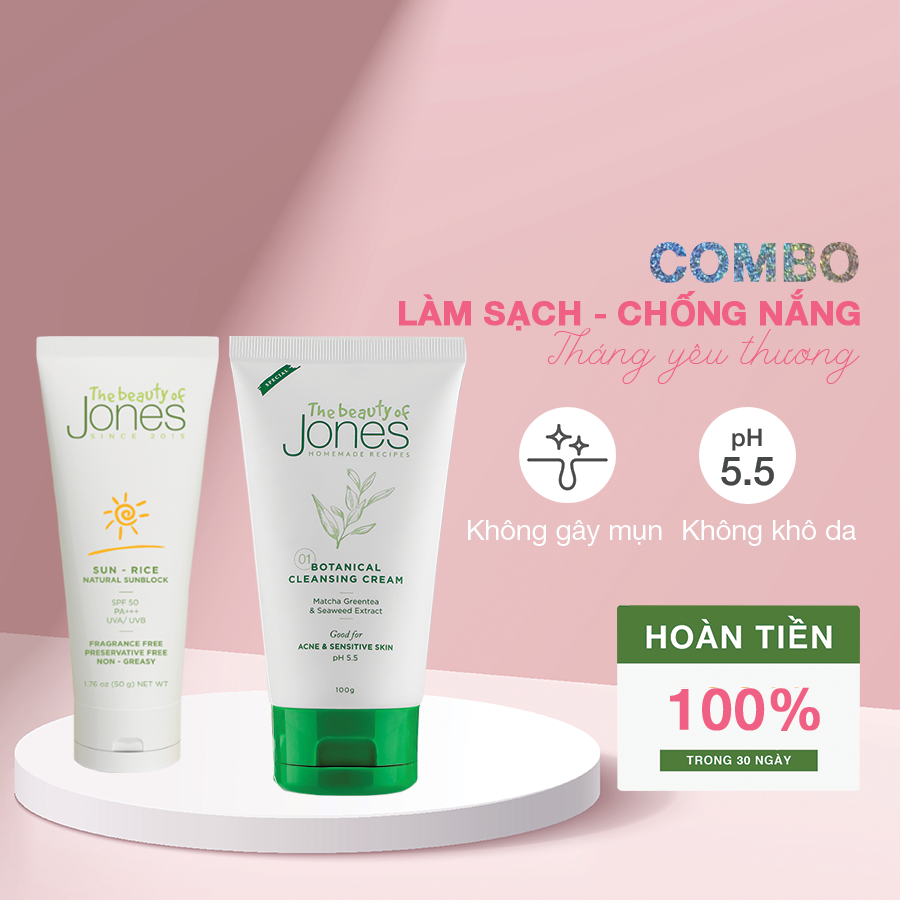 Bộ đôi làm sạch và chống nắng cho da dầu The Beauty of Jones