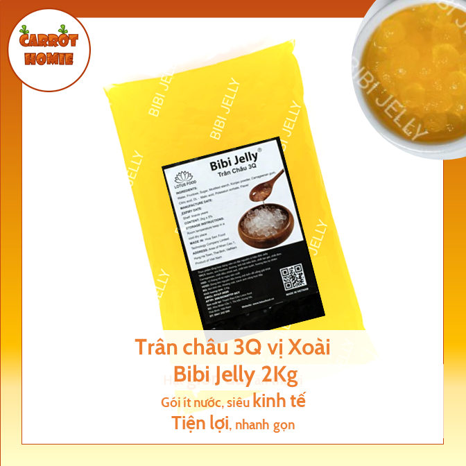 Trân châu 3Q Bibi Jelly 2kg vị xoài chua ngọt dẻo thơm