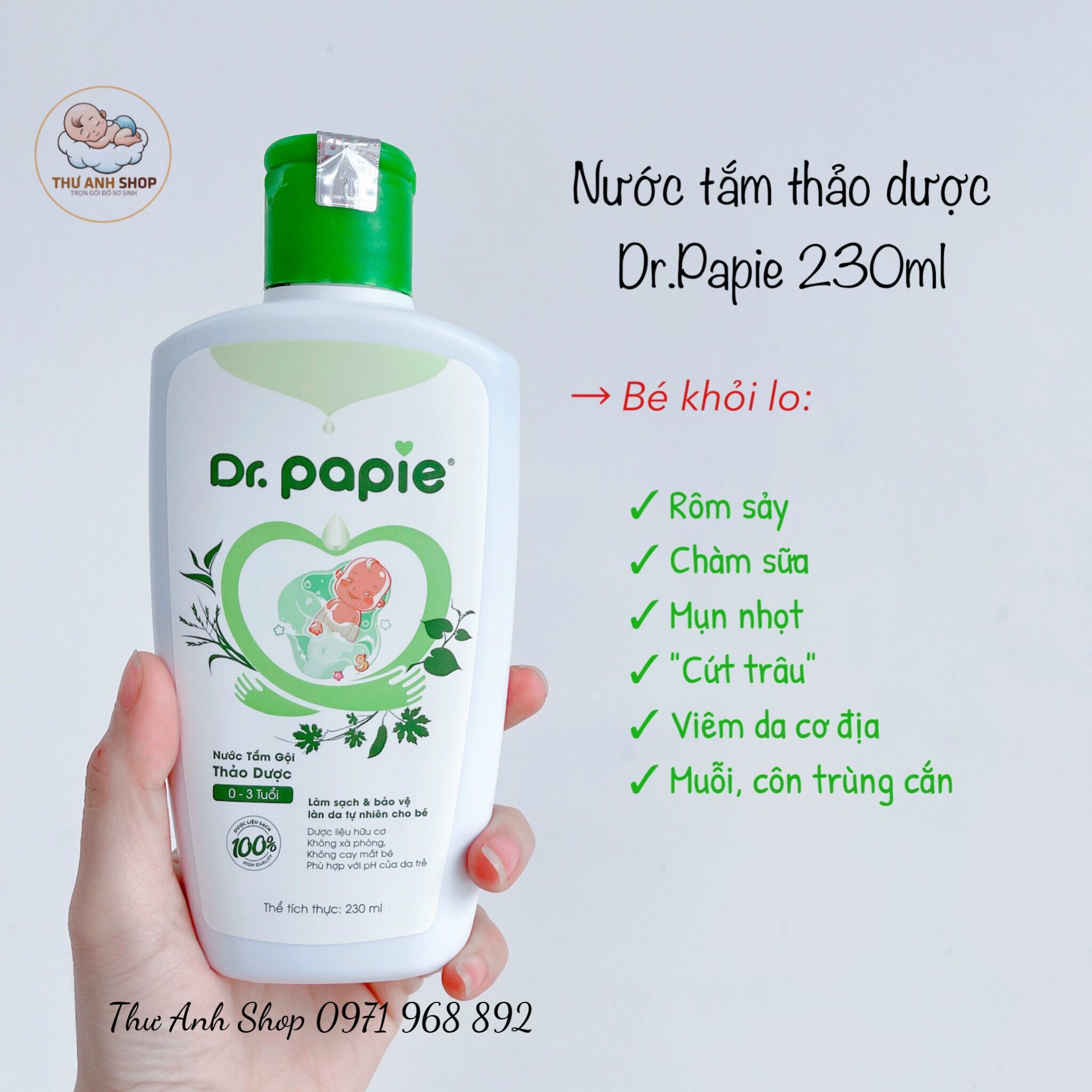 Nước tắm gội thảo dược Dr. Papie 230ml