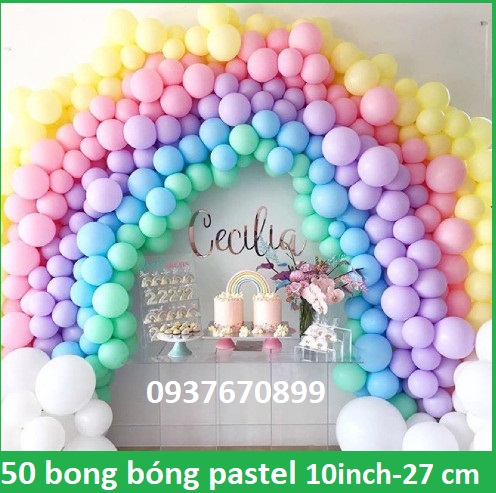 Combo 50 bong bóng Pastel-Bong bóng màu Macaron 10 inch-Kích thước 27-30 cm sau khi thổi, trang trí tiệc, sinh nhật, bé chơi