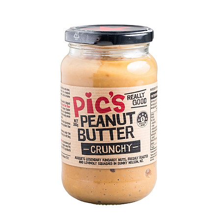 Peanut butter crunchy 380g BƠ ĐẬU PHỘNG NGHIỀN HẠT PICS 380G Chai thủy tinh sx New Zealand