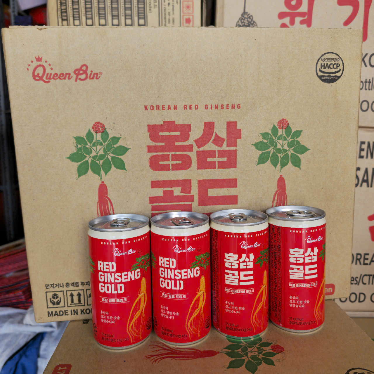 Nguyên thùng Nước hồng sâm Lon queenbin  hàn quốc  (30 lon x175ml) Mẫu mới 2024