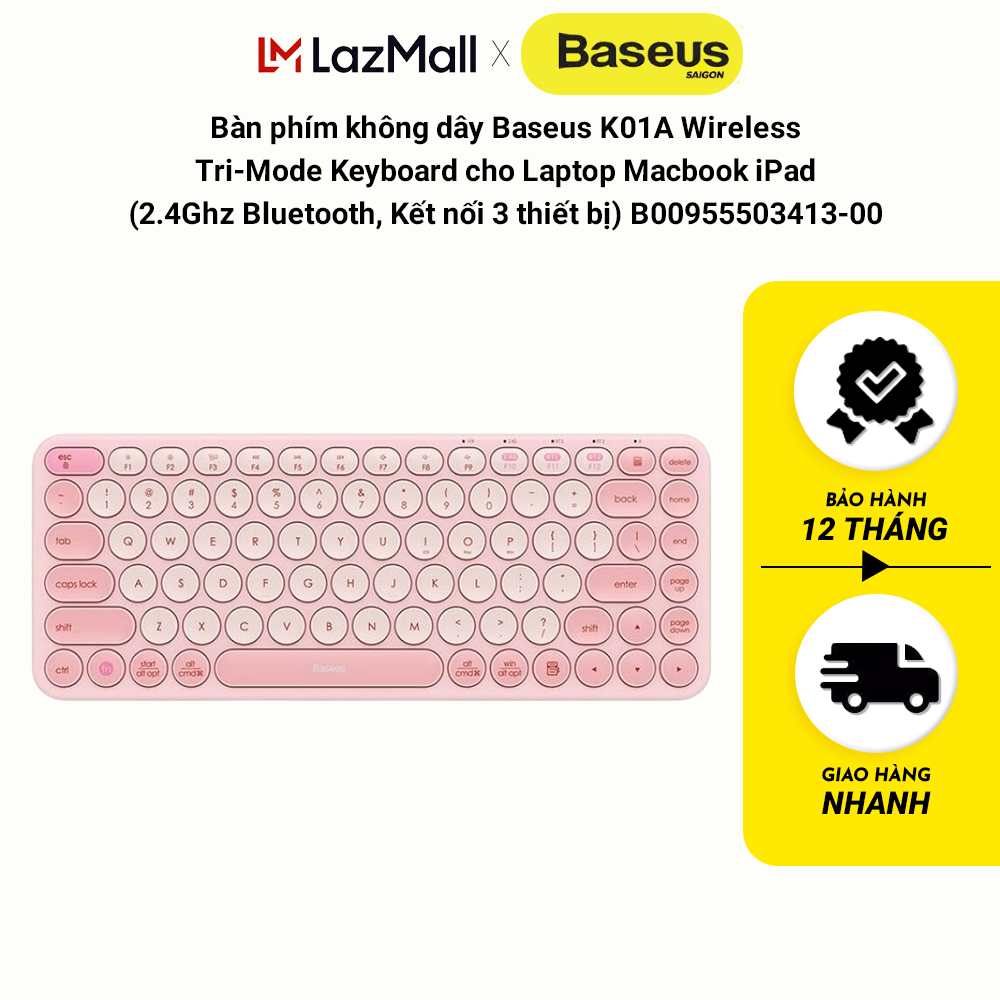 Bàn phím không dây Baseus K01A Wireless Tri-Mode Keyboard cho Laptop Macbook iPad B00955503413-00