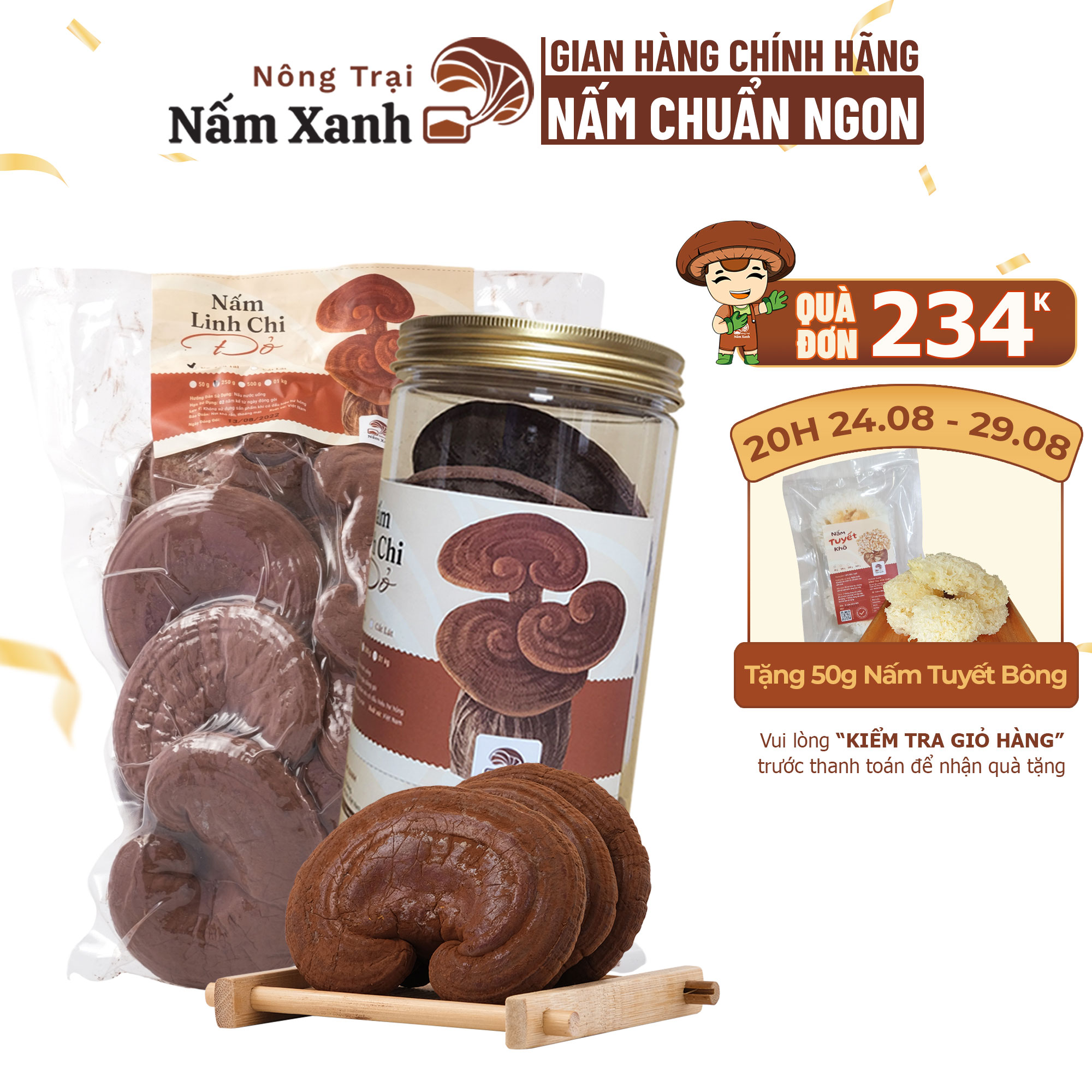Nấm linh chi đỏ nguyên tai còn bào tử nấm tốt cho sức khỏe toàn diện - nông trại nấm xanh