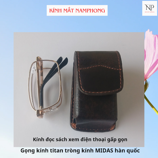 Kính lão thị kính viễn thị titanium gấp siêu gọn cao cấp có bao da đủ số từ +0.75 đến +4.00