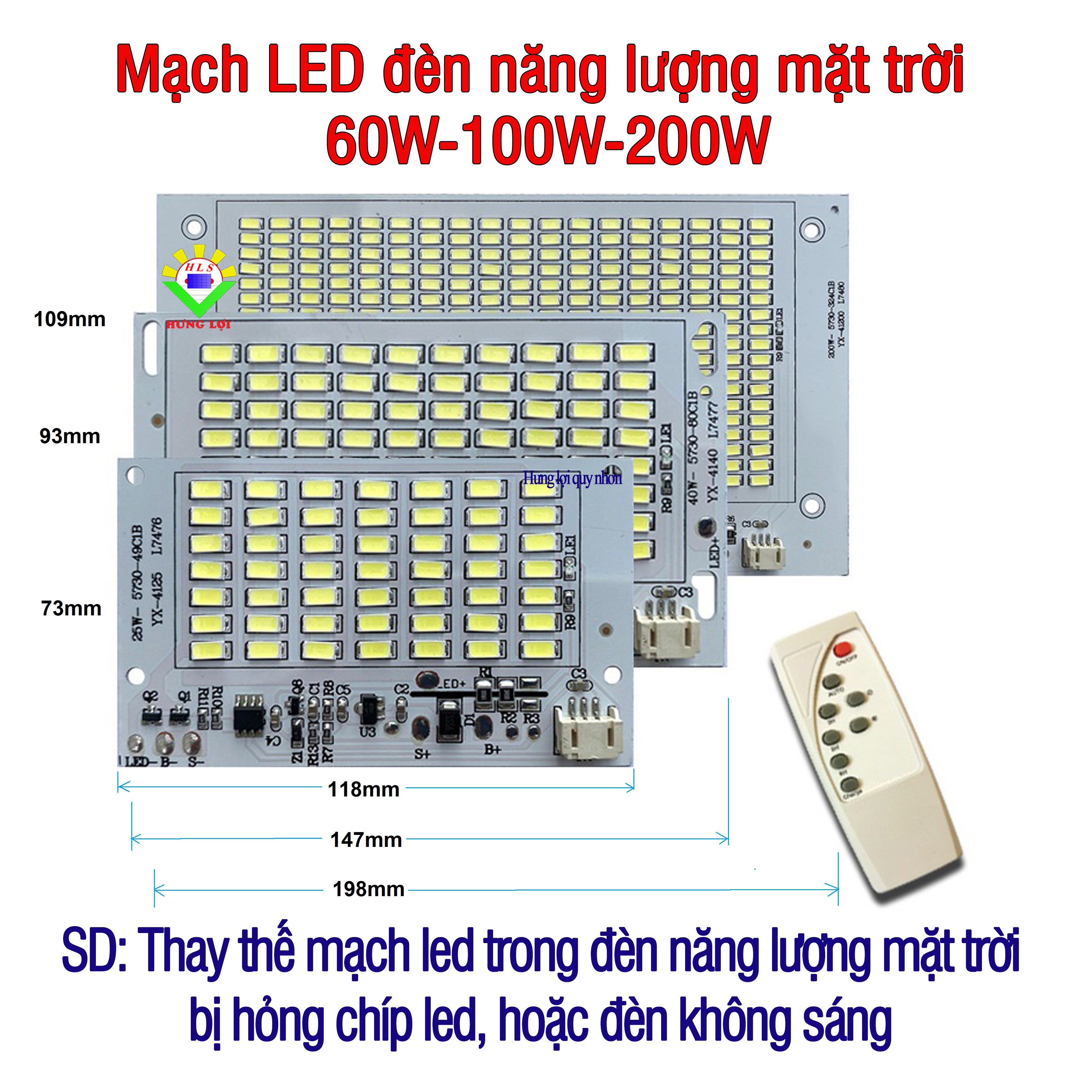 Mạch led đèn năng lượng mặt trời 60w/100w/200w
