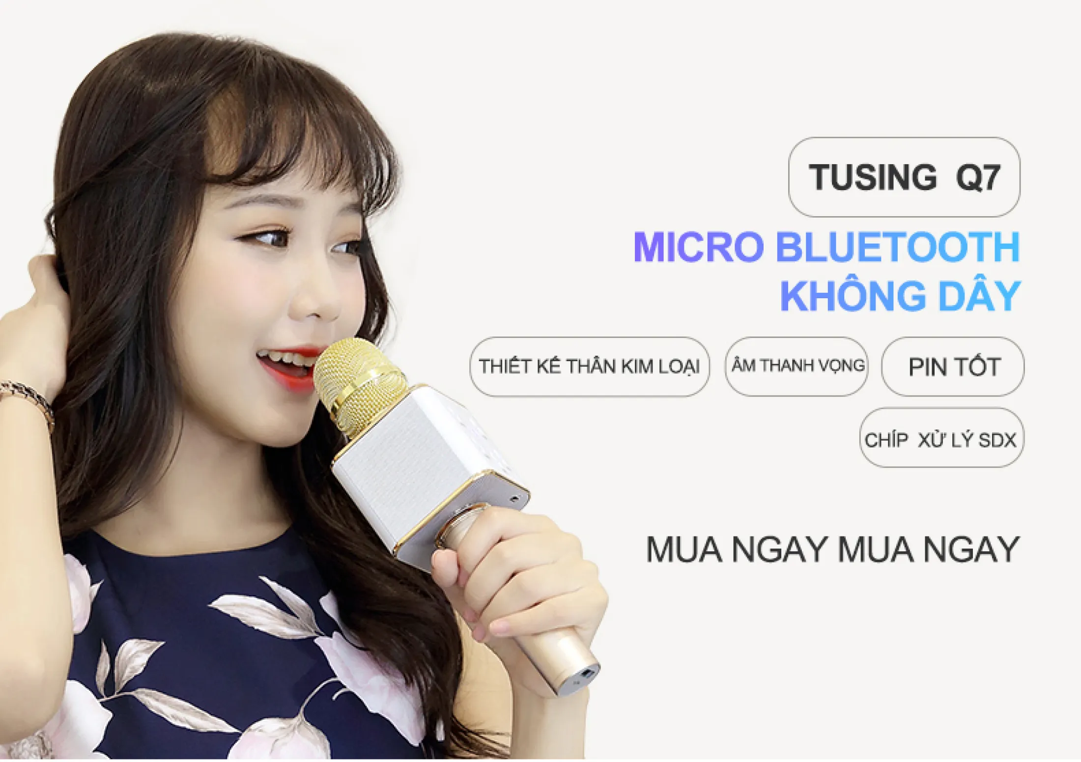 Micro karaoke tích hợp Loa Bluetooth Q7 Micro karaoke bluetooth  tặng 1 spinner