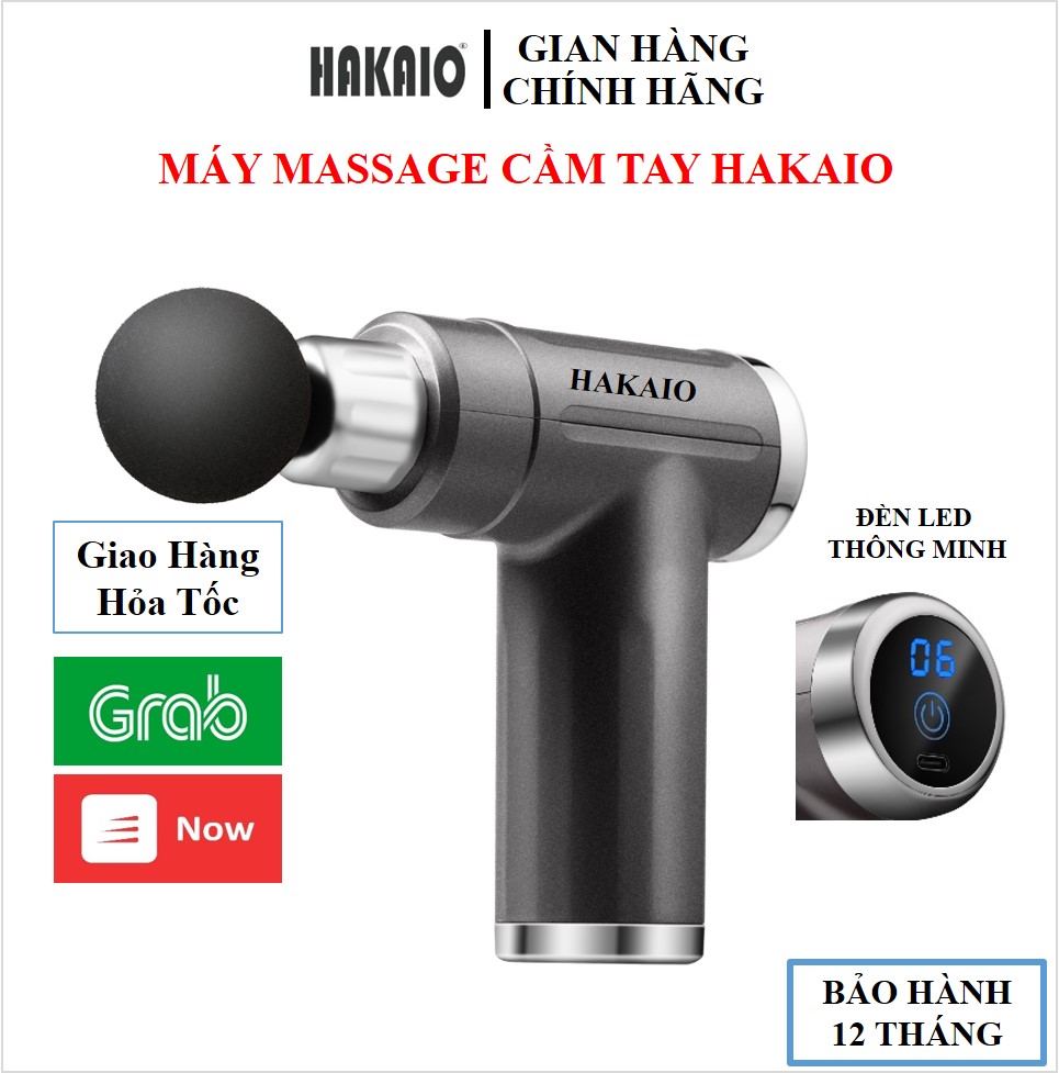 Máy massage cầm tay HAKAIO Tròn MINI đèn LED cao cấp 4 Đầu 6 Chế Độ Làm Giảm Đau Toàn Thân