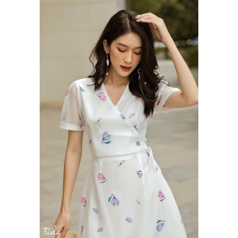 Tiela đầm vạt chéo hoa - aurora dress