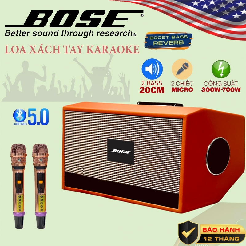 ( HÀNG MỸ USA ) Loa Xách Tay Karaoke BOSE 79Pro, Tặng Kèm 2 Mic UHF, Loa Kéo Karaoke Công Suất Lớn, Hệ Thống 6 Loa 2 Bass 20cm, 2 Trung, 2 Treble, Có Echo, Reverb, Âm Thanh Vòm 3D Pin 6-8 Giờ Đầy Đủ Kết Nối Bluetooth USB, AUX, TF, BH 12 Tháng