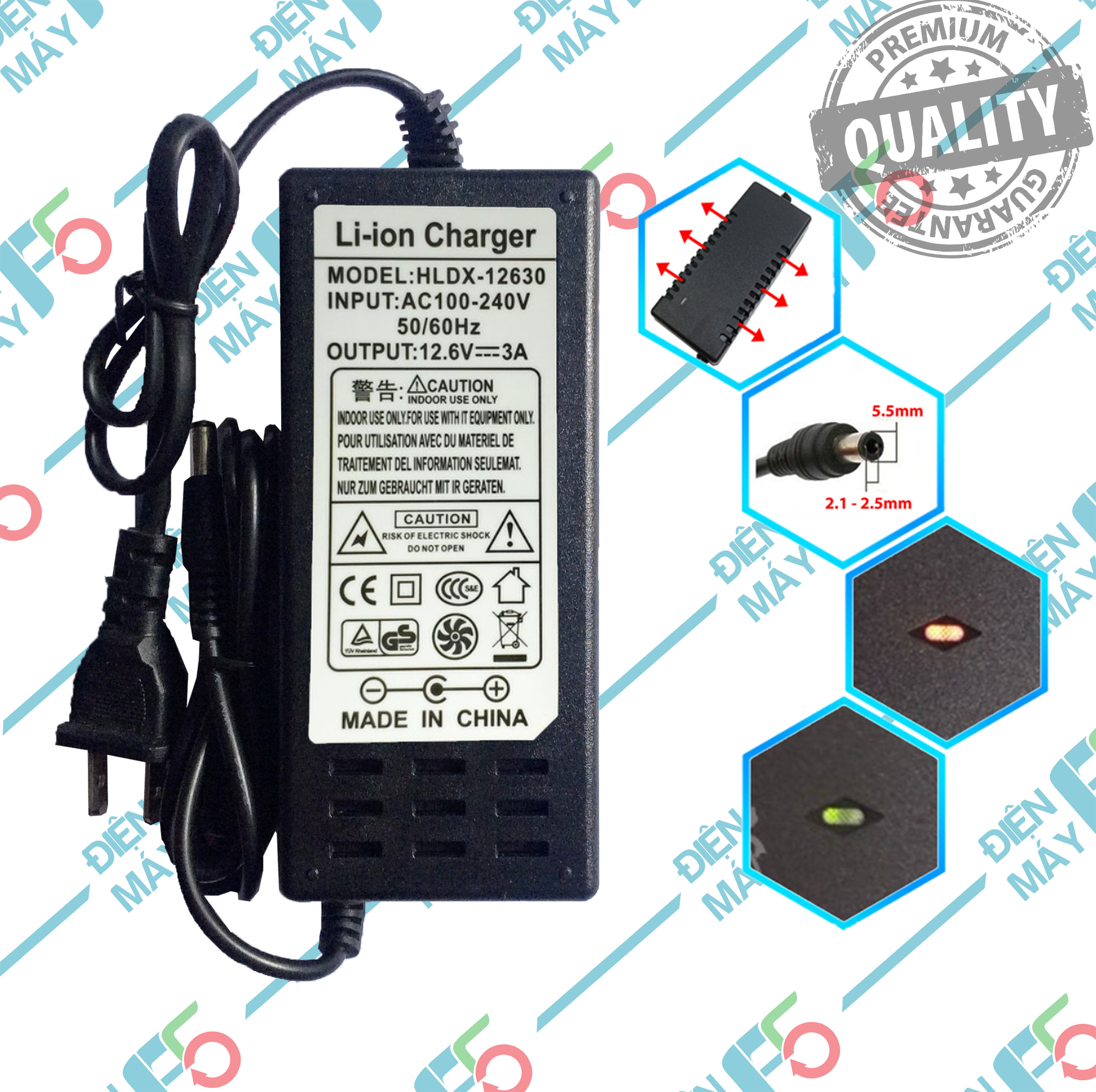 Dmf5 sạc 12.6v 3a loại tốt dùng sạc pin li-ion có báo đầy