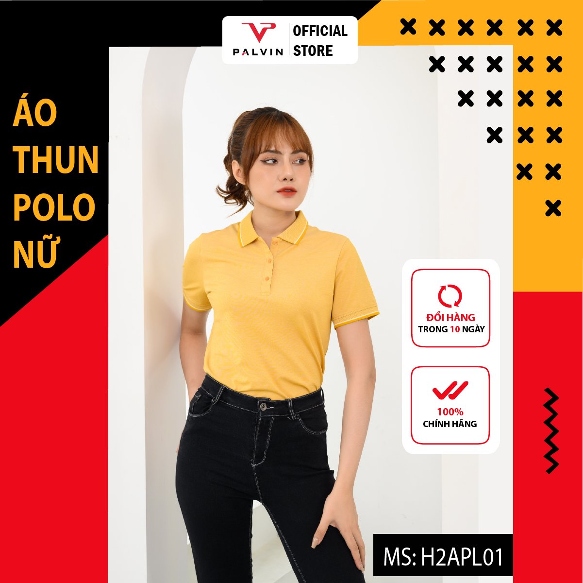 Áo polo nữ đẹp palvin, áo thun polo nữ cổ bẻ mắt chim, form ôm vừa thanh lịch - h2apl01