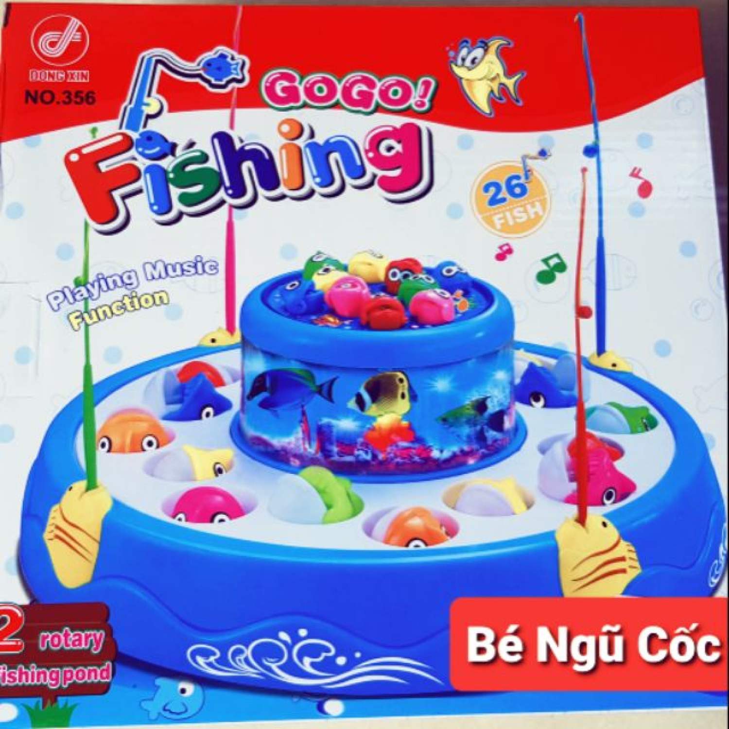 Bộ đồ chơi câu cá 2 tầng phát nhạc và đèn, cần câu nam châm phù hợp bé 3 tuổi quà tặng cho bé