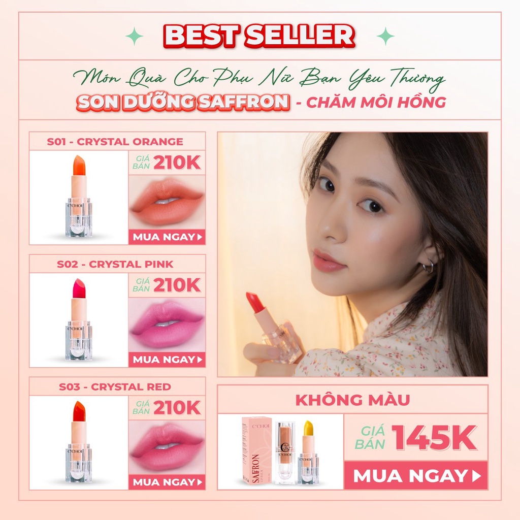 Son dưỡng ẩm có màu saffron color chăm sóc môi hồng căng mọng