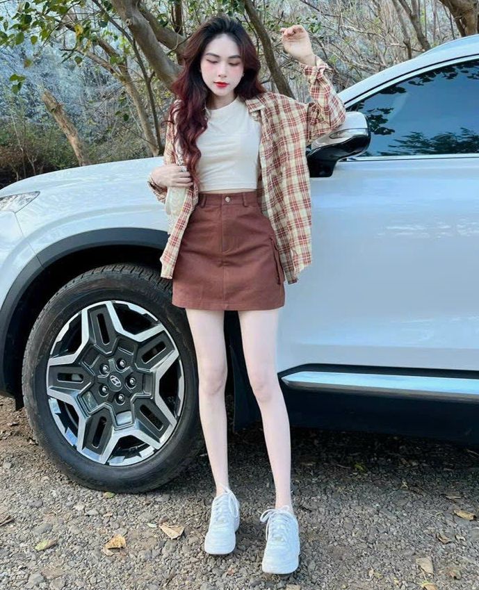 Sét bộ 3 món chân váy kèm áo caro siêu hot.