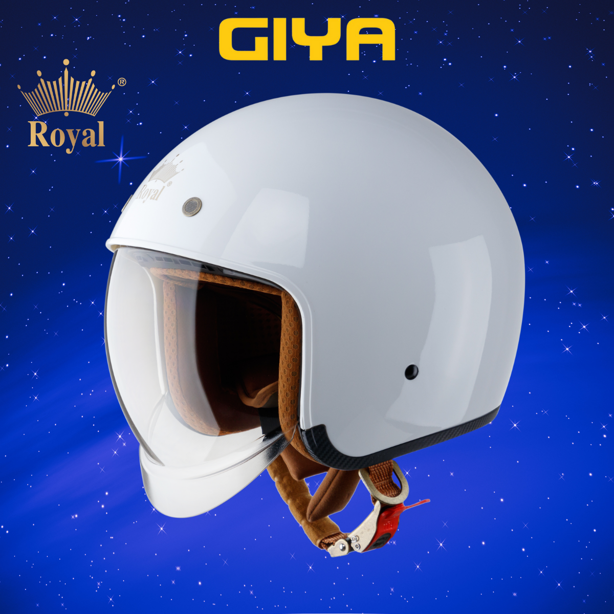 Nón bảo hiểm 3/4  Royal M139 kính âm màu trắng bóng- Mũ bảo hiểm dành cho nam và nữ màu trơn, kính âm màu trà khói, hạn chế tia UV - Giya Helmet 1