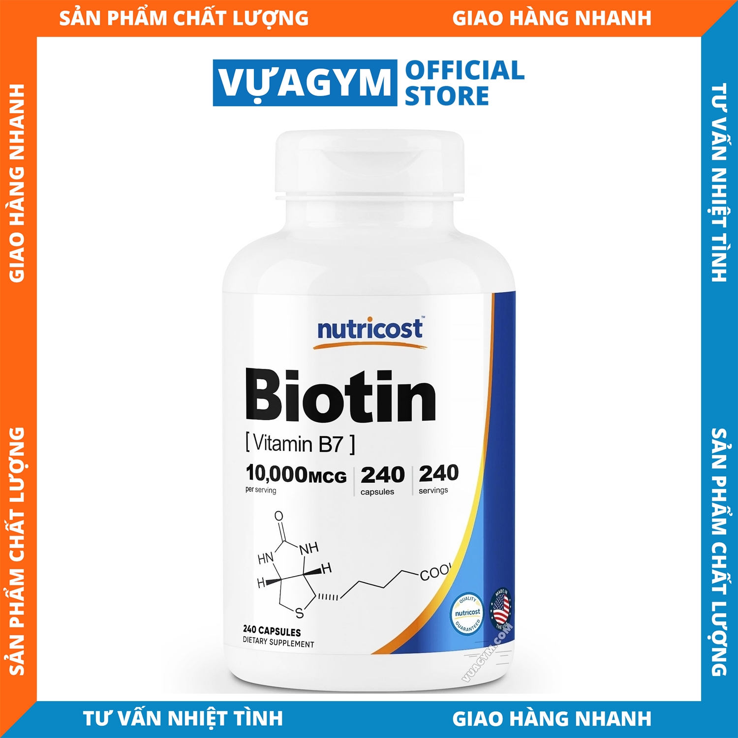 Nutricost - Biotin Vitamin B7 240 viên - Thực Phẩm Bổ Sung Sức Khỏe Chính
