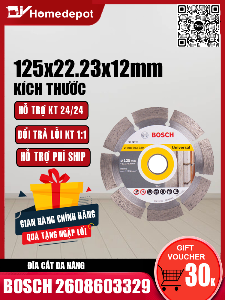 Đĩa cắt đa năng bosch 125x22.23x12mm - 2608603329