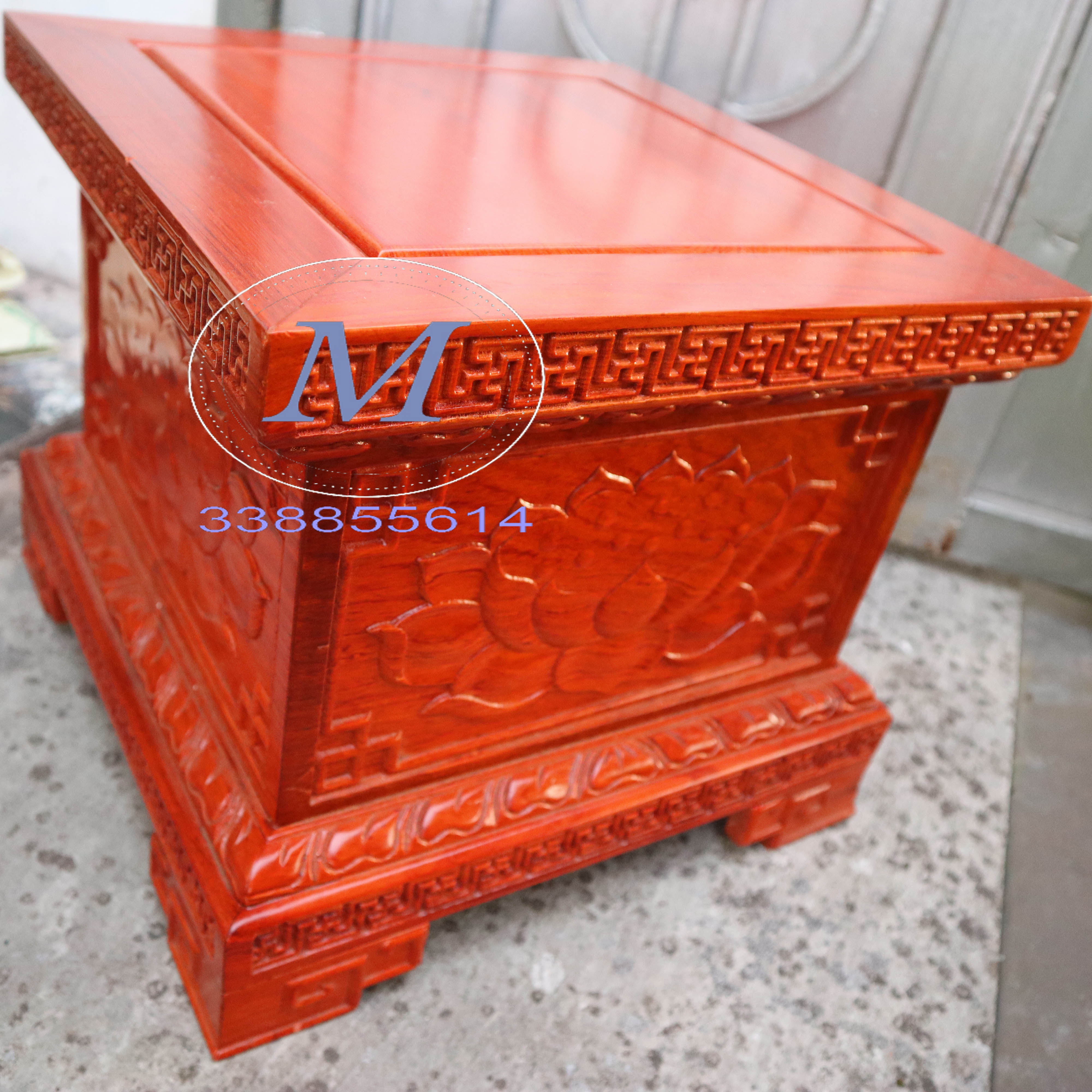 Đế chân loa hoa sen kê tượng cao 30cm gỗ hương