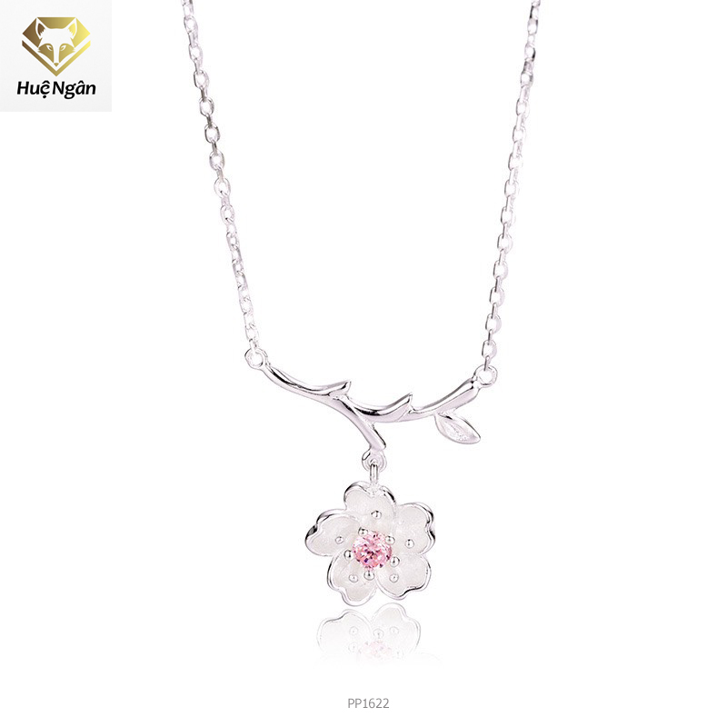 Bộ dây chuyền liền mặt trang sức bạc 925 huệ ngân - hoa anh đào pp1622