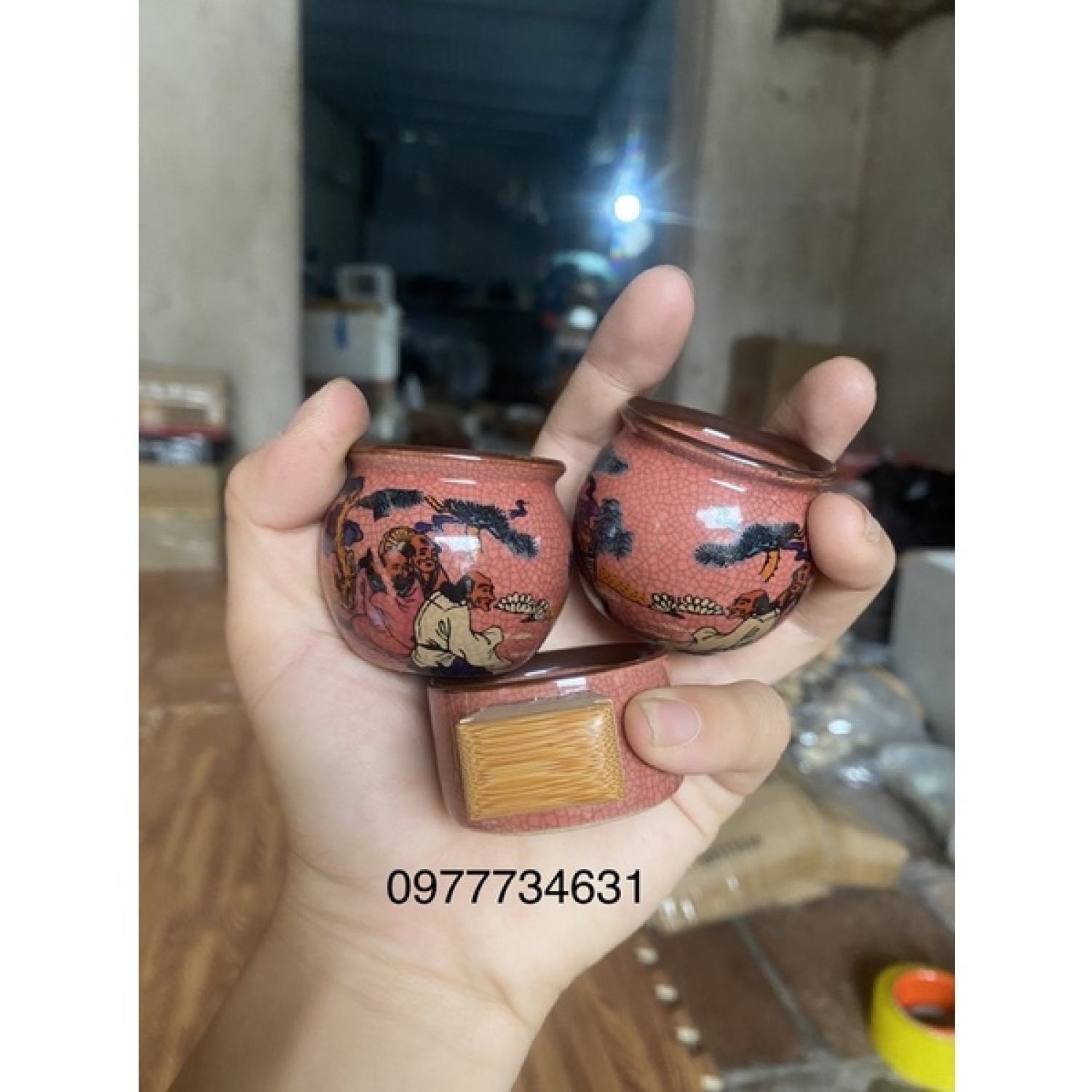 Cóng lồng chim chào mào, chích choè men rạn cao cấp hàng Trυng Quốc kèm tai tre full cật Tàu