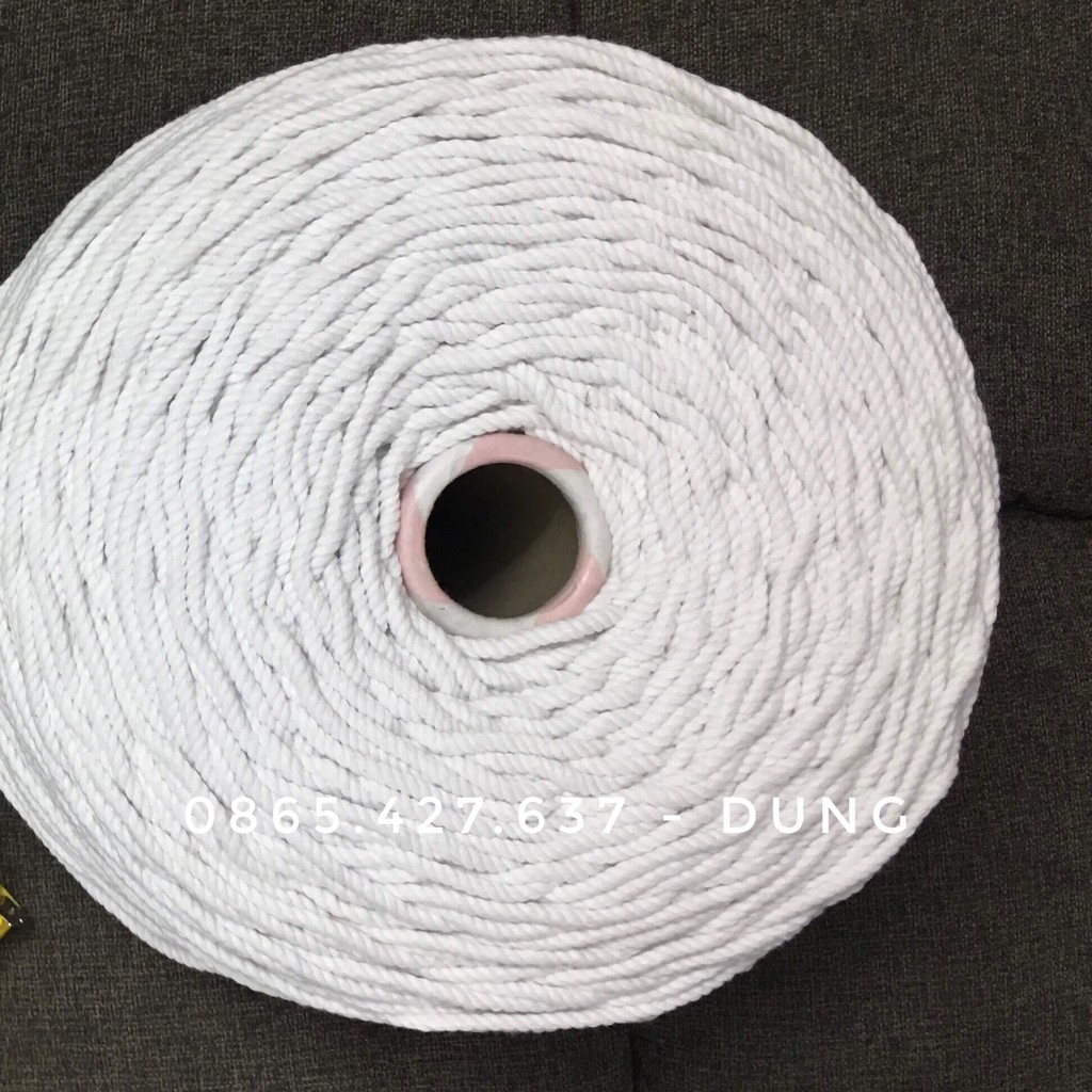 [HCM]0.5kg dây macrame màu trắng tinh 3mm 5mm cotton - Macrame Colour Viet Nam