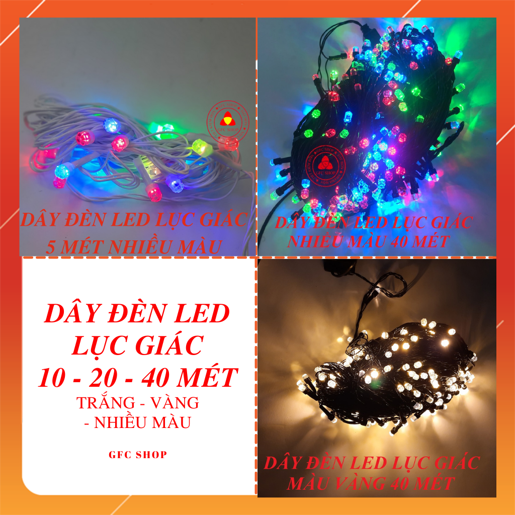 Dây đèn LED nhiều màu 5m / 10m / 20m hoặc 40m bóng lục giác chống nước