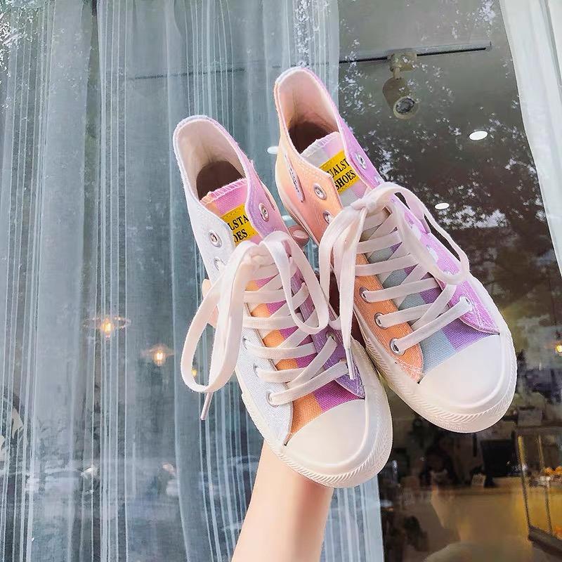 Giày nữ Cao cổ sneaker Con Vợt đỏi màu kute (Grab Store)