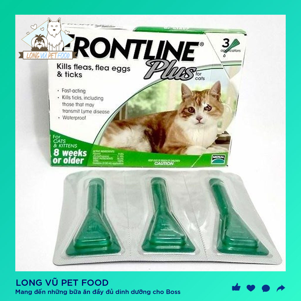 Nhỏ gáy trị ve rận cho mèo diệt bọ chét nấm viêm da Fronil Plus - nhỏ gáy mèo - Long Vũ Pet Food